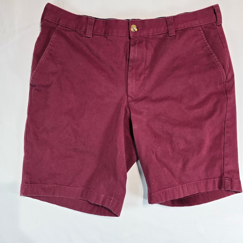 Club Room Mens Chino Shorts‎ Burgundy Maroon Stretch Cotton Flat Front 32W 24311
